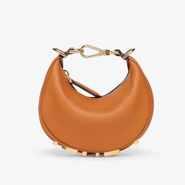Affordable Bag Brown Leather In Fendigraphy Fendi Hobo Nano Calf 0729